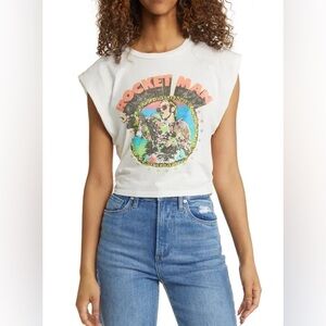 Daydreamer Rocket Man Graphic Cropped Muscle Tee
